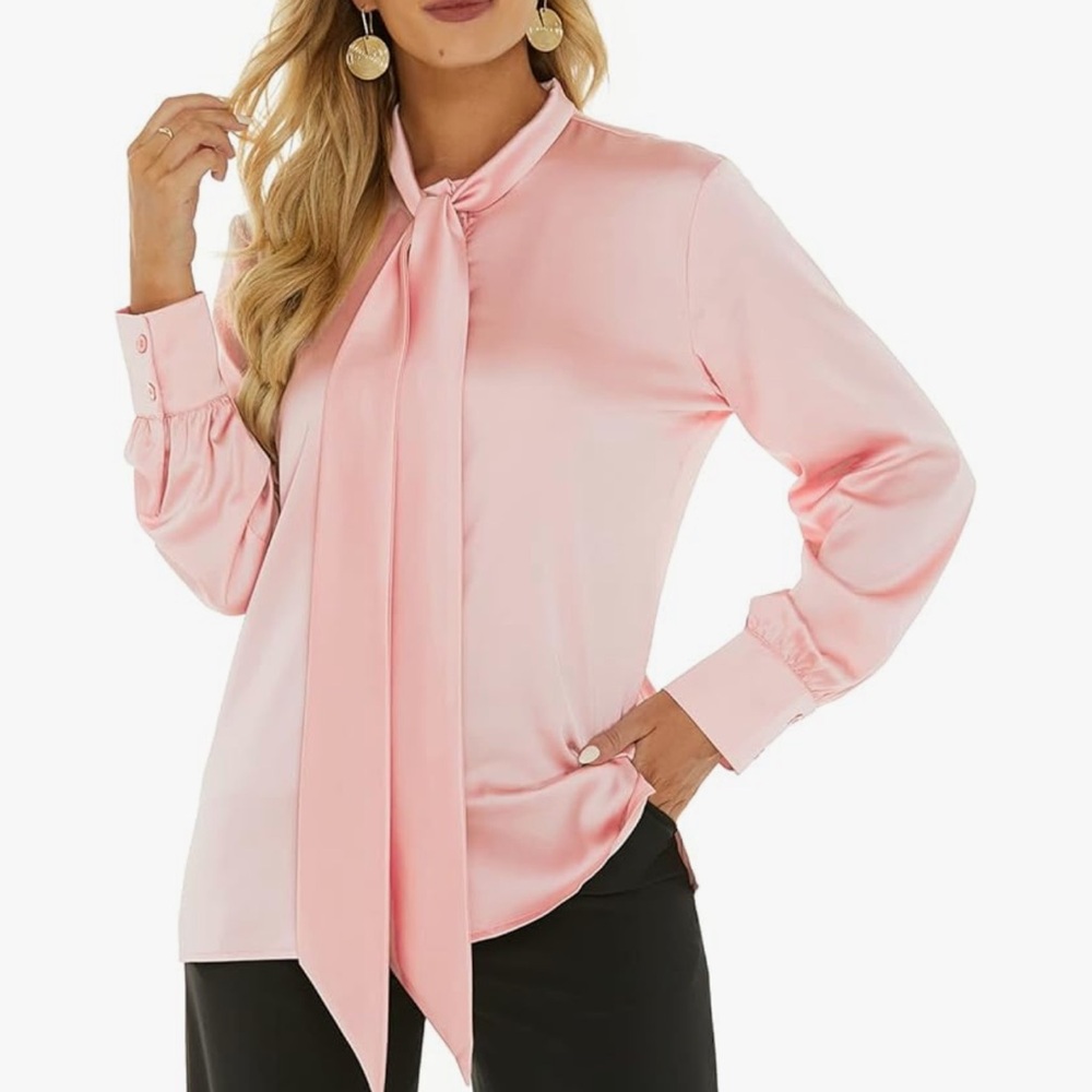 Amazon Essentials Women's Blouse in Blush with Bow Detail - Picture 7 of 14